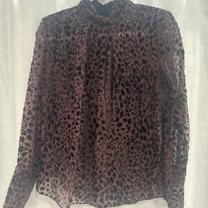 ba&sh Animal Print Sheer Blouse